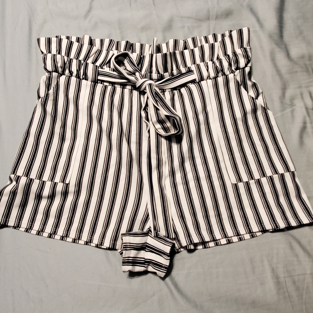 NWT Blue and White Striped High Waisted Shorts